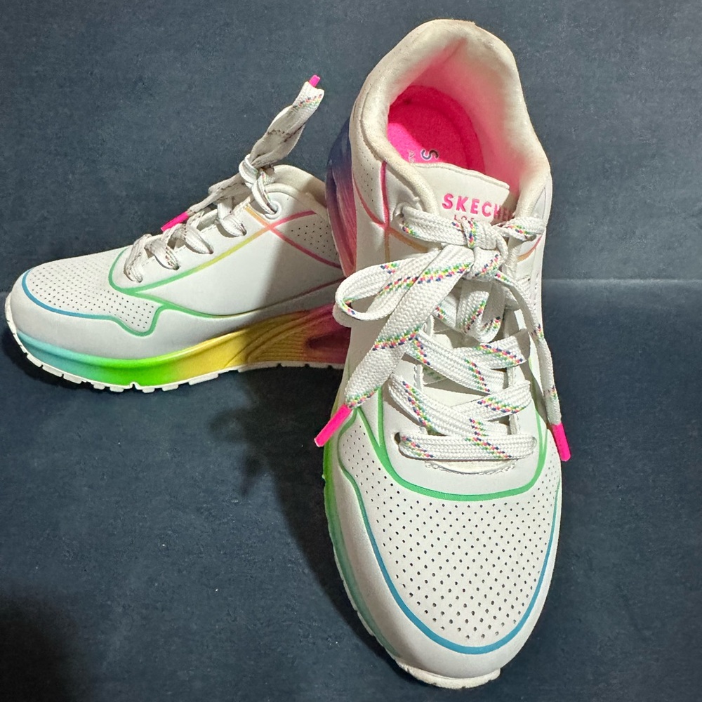 Skechers White Sneakers with Vibrant Accents